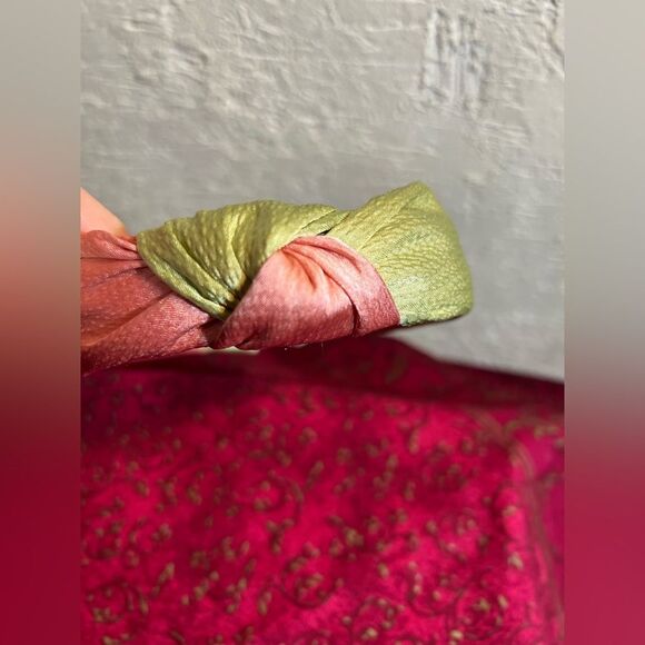 Headband NEW, salmon and pistachio green w middle knot, silk like fabric- gift!! - Picture 4 of 5